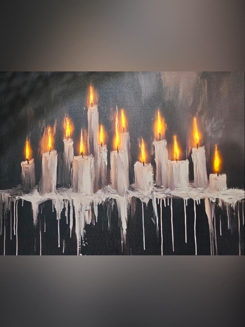 LED kirklands Spooky Gothic Dripping Candles Framed Wall Art Halloween viral